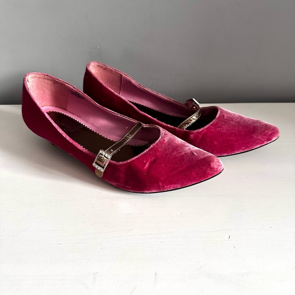 OLD NAVY - Women’s Pink Velvet Mary Jane Ballet Shoes Slippers Size 10 - Picture 2 of 14
